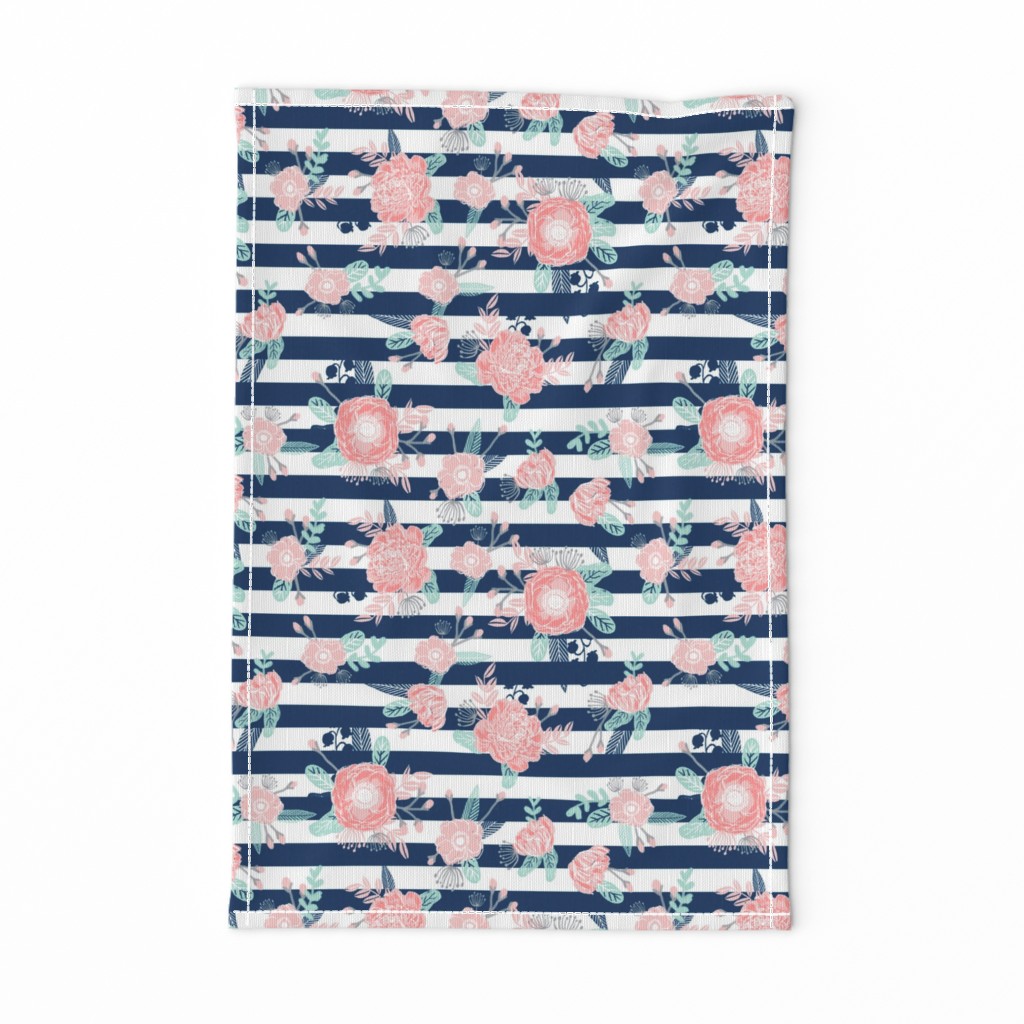 florals navy stripe girls baby girl fabric cute baby fabric baby nursery girls fabric