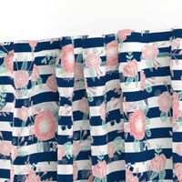 florals navy stripe girls baby girl fabric cute baby fabric baby nursery girls fabric