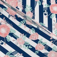 florals navy stripe girls baby girl fabric cute baby fabric baby nursery girls fabric