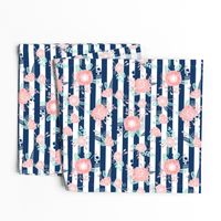 florals navy stripe girls baby girl fabric cute baby fabric baby nursery girls fabric