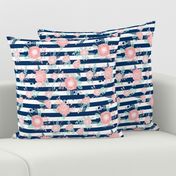 florals navy stripe girls baby girl fabric cute baby fabric baby nursery girls fabric