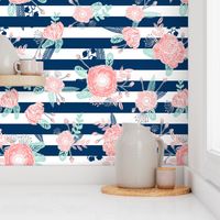 florals navy stripe girls baby girl fabric cute baby fabric baby nursery girls fabric