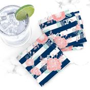 florals navy stripe girls baby girl fabric cute baby fabric baby nursery girls fabric