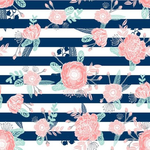 florals navy stripe girls baby girl fabric cute baby fabric baby nursery girls fabric