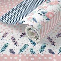 stripes cheater quilt feather quilt girls fabric cute girls navy blue fabrics cheater quilt