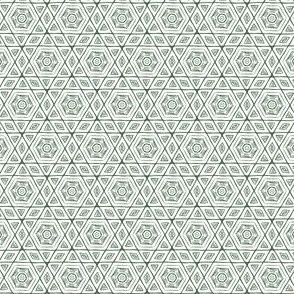 Scribbled Hexagons Dark Green on White Small 1 per inch