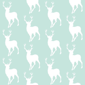 Buck in white on mint - deer woodland nursery