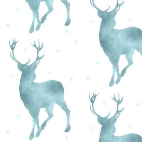 Buck in ice blue watercolor - baby boy woodland nursery - deer