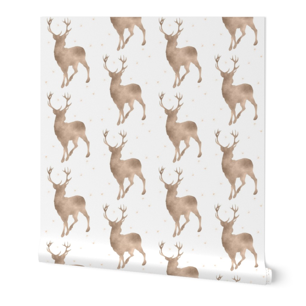 Buck in tan watercolor with stars - baby boy woodland nursery