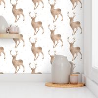 Buck in tan watercolor with stars - baby boy woodland nursery