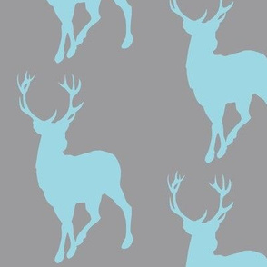 Buck in blue on grey - baby boy woodland nursery