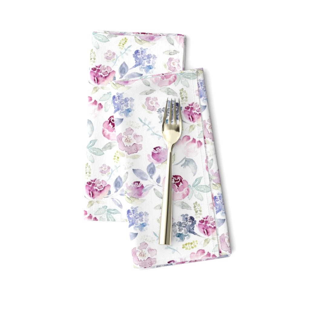 Watercolour Florals Vintage Faded Style on White MEDIUM