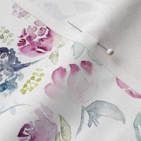 Watercolour Florals Vintage Faded Style on White MEDIUM