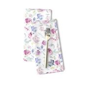 Watercolour Florals Vintage Faded Style on White MEDIUM