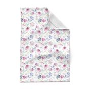 Watercolour Florals Vintage Faded Style on White MEDIUM