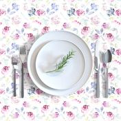 Watercolour Florals Vintage Faded Style on White MEDIUM