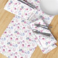 Watercolour Florals Vintage Faded Style on White MEDIUM