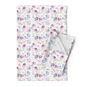 Watercolour Florals Vintage Faded Style on White MEDIUM