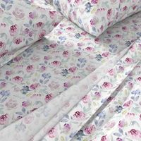 Watercolour Florals Vintage Faded Style on White MEDIUM