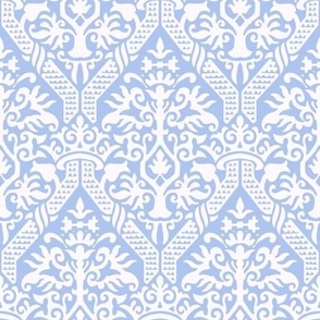 crowning damask stencil blue