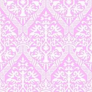 crowning damask stencil  pink