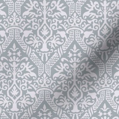 crowning damask stencil gray