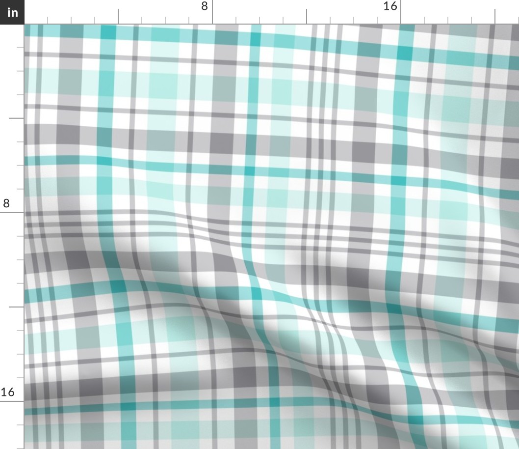 teal + grey plaid 2 XL