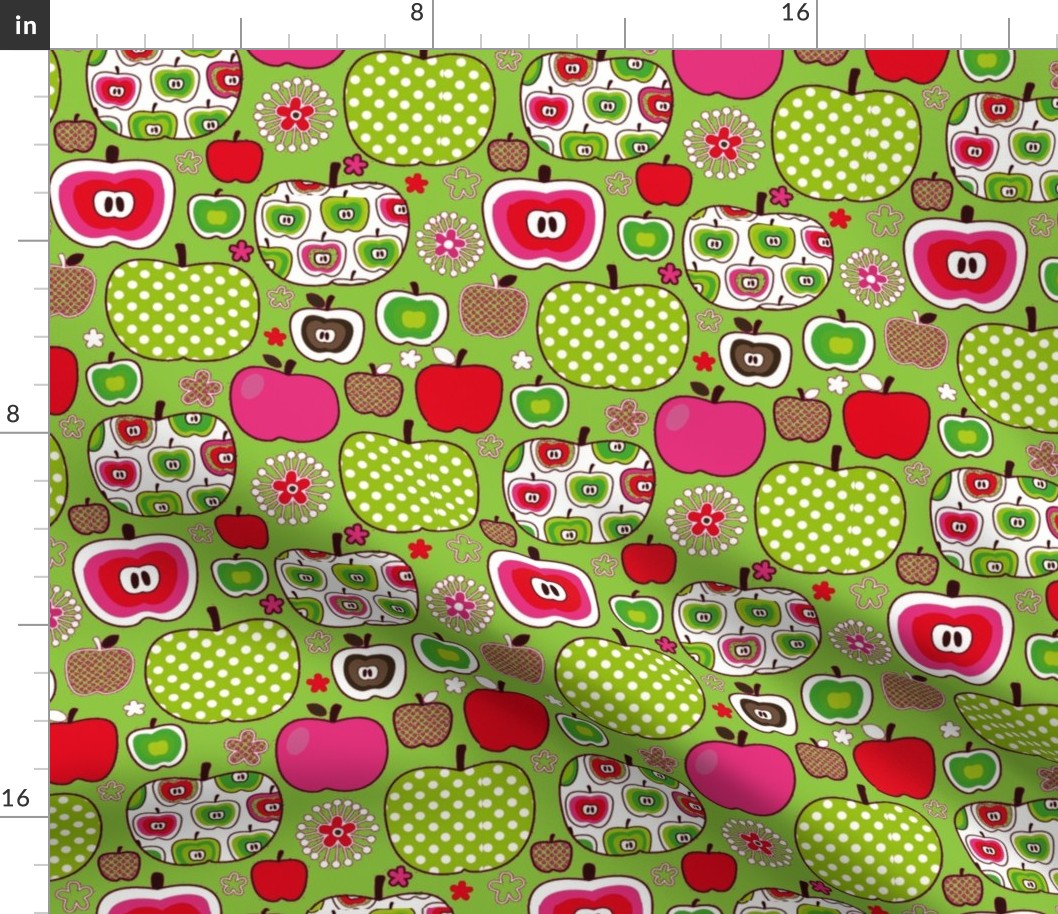 Retro Apples-green