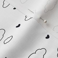 Clouds and Hearts (Black and White)