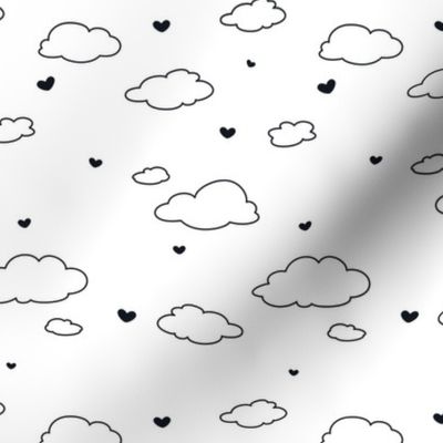 Clouds and Hearts (Black and White)
