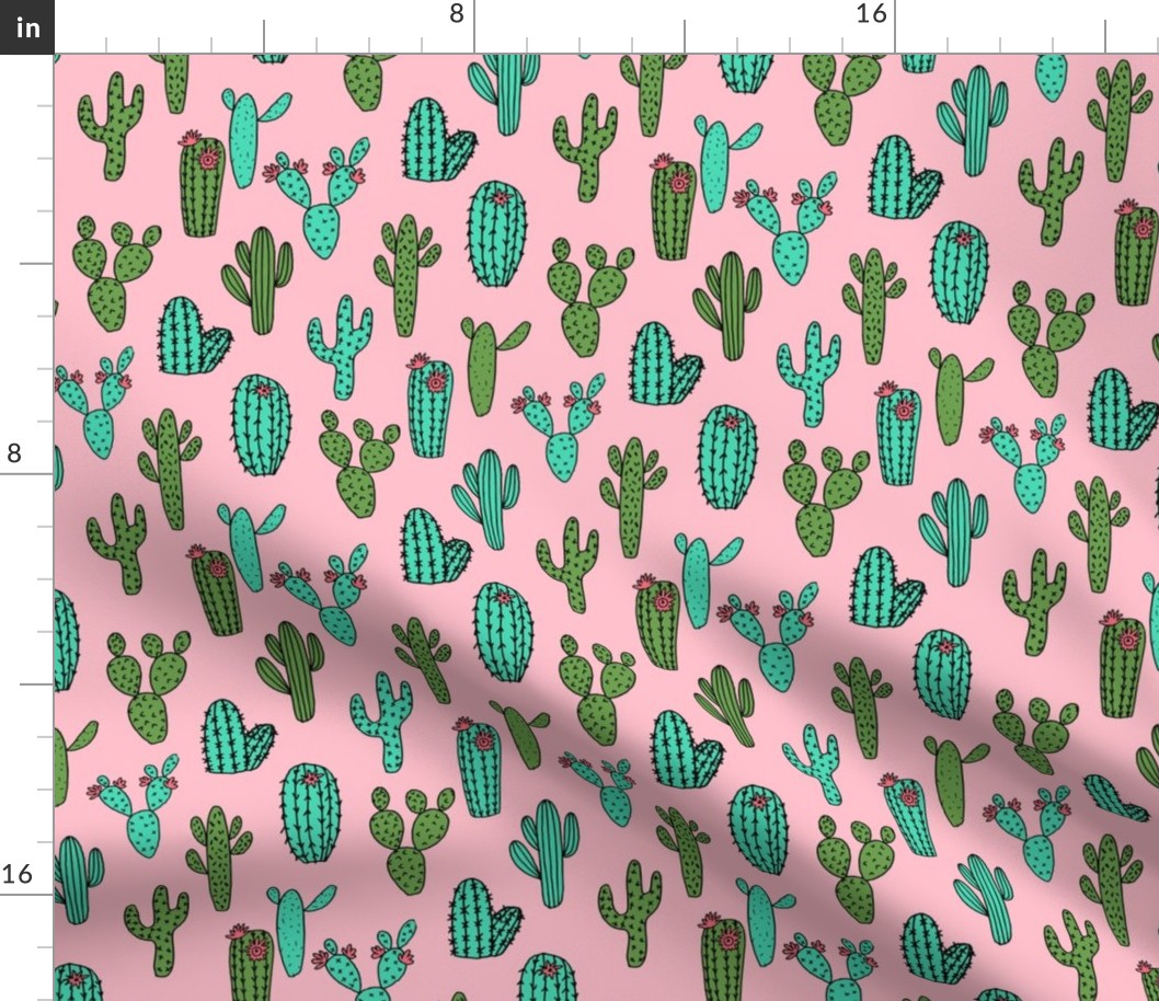cactus // flowers cacti cactus flowers fabric pink and green fabric andrea lauren fabric andrea lauren design fabrics