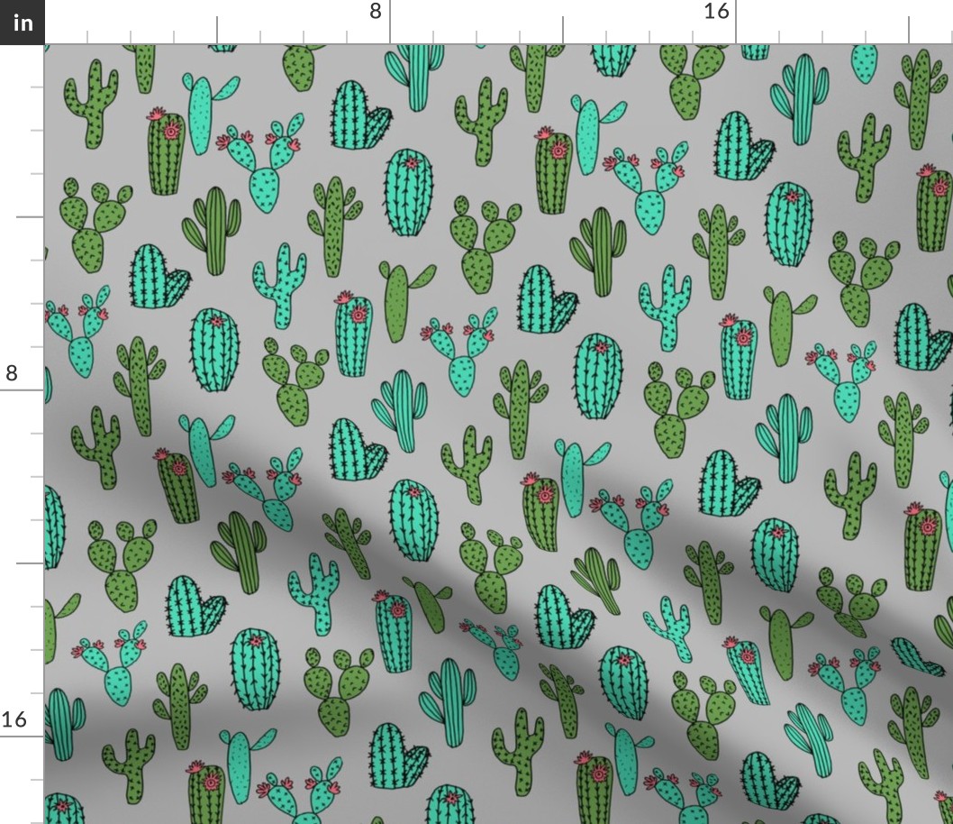 cactus // cactus fabric cacti grey and green fabrics cacti flowers cactus designs fabric flowers fabric design andrea lauren fabric