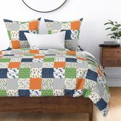 boys cheater quilt // green moss green orange navy cactus arrows horse western kids 