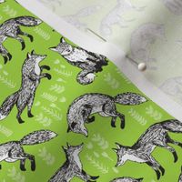 woodland fox // lime green  foxes tiny size