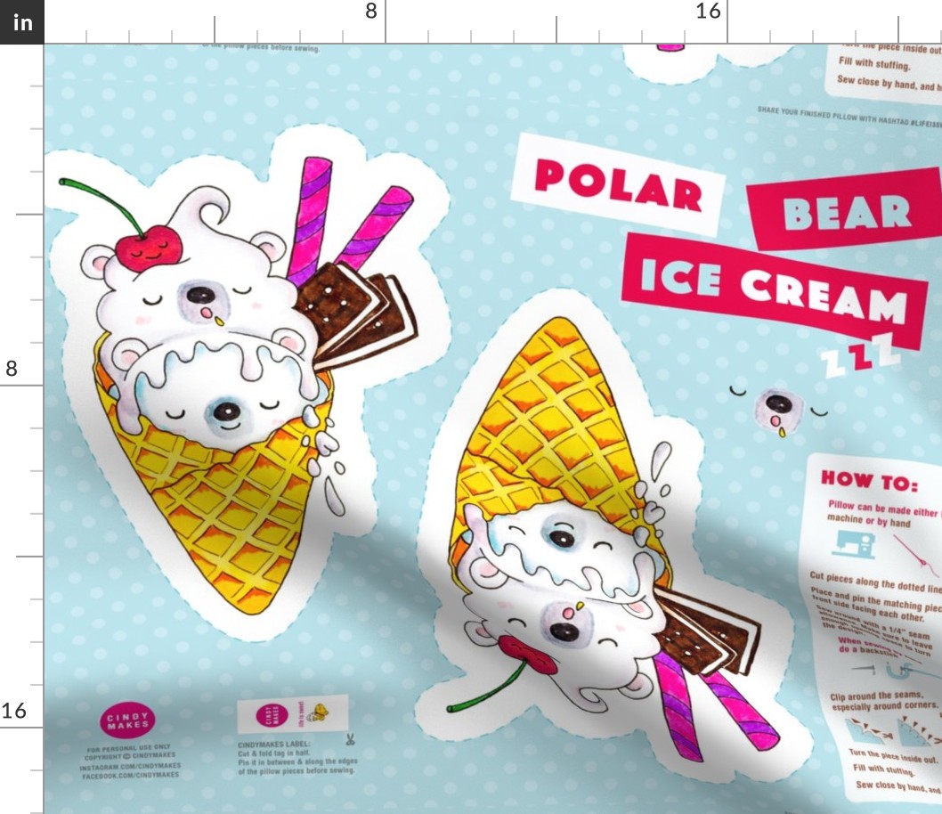 Polar Bear Ice Cream Pillow