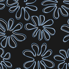 Gerberas in Old Blue - Big Floral Outlines