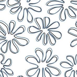 Gerberas in Old Blue - Big Floral Outlines