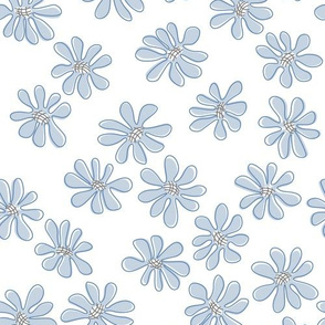 Gerberas in Old Blue - Small Florals in Light Blue