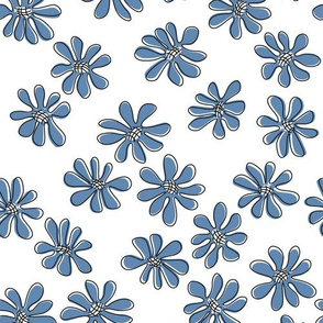 Gerberas in Old Blue - Small Florals in Old Blue