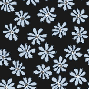 Gerberas in Old Blue - Small Florals in Light Blue