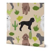 poodles cactus tan cute neutral fabric for dog lovers dog owners cactus cacti trendy fabric poodles poodle design cute poodle fabrics