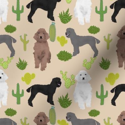poodles cactus tan cute neutral fabric for dog lovers dog owners cactus cacti trendy fabric poodles poodle design cute poodle fabrics