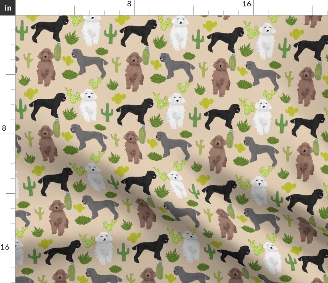 poodles cactus tan cute neutral fabric for dog lovers dog owners cactus cacti trendy fabric poodles poodle design cute poodle fabrics