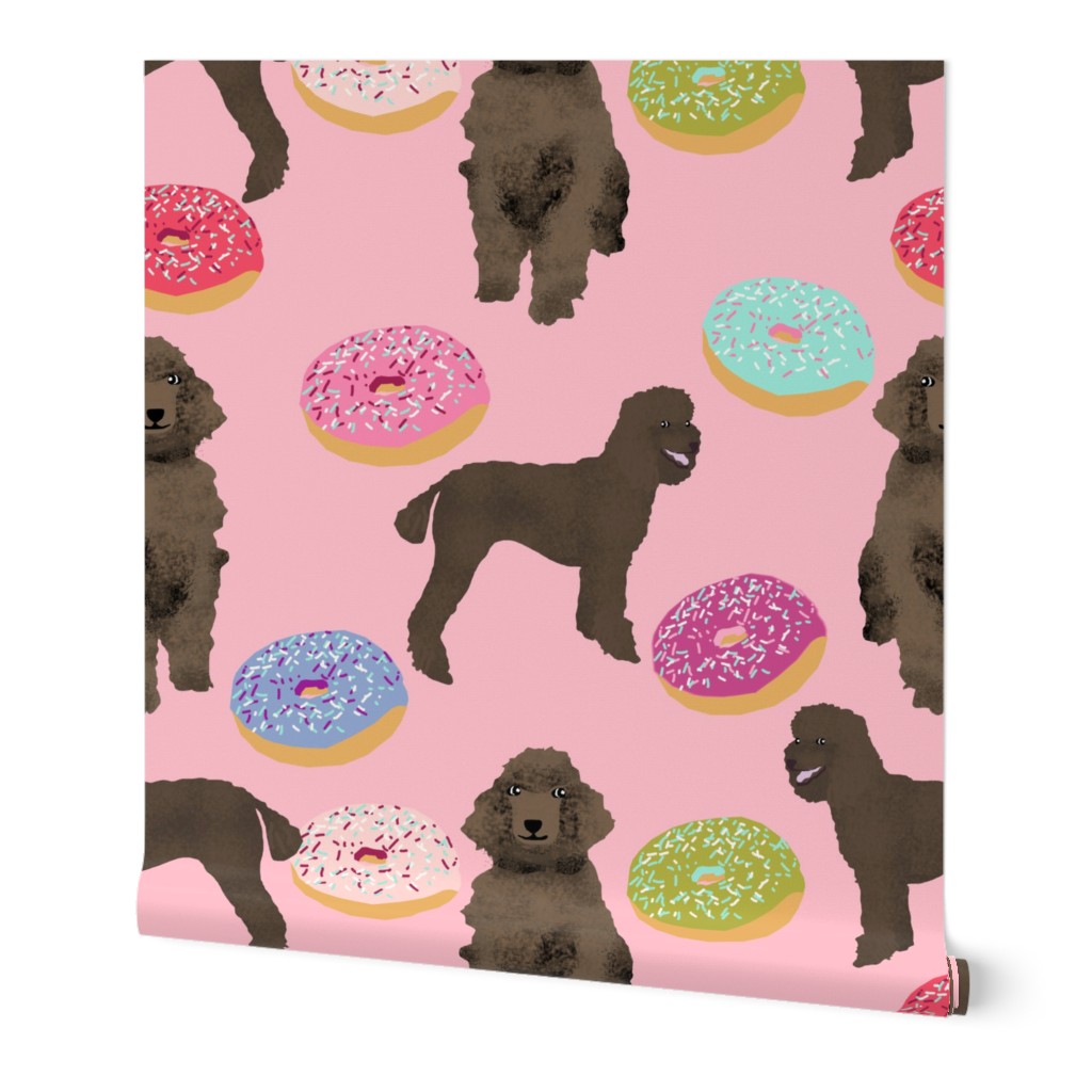 pink poodle  donut fabric cute pink poodles sweet dogs standard poodle fabric funny dogs fabric cute dog design