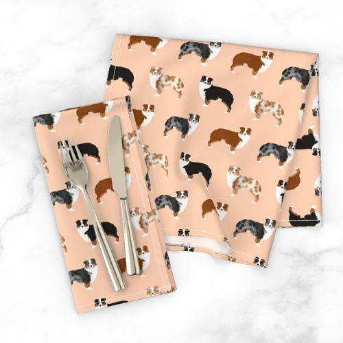 australian shepherd dogs peach fabric cute peach blush dogs red merle blue merle cute dog fabrics dog breed fabric