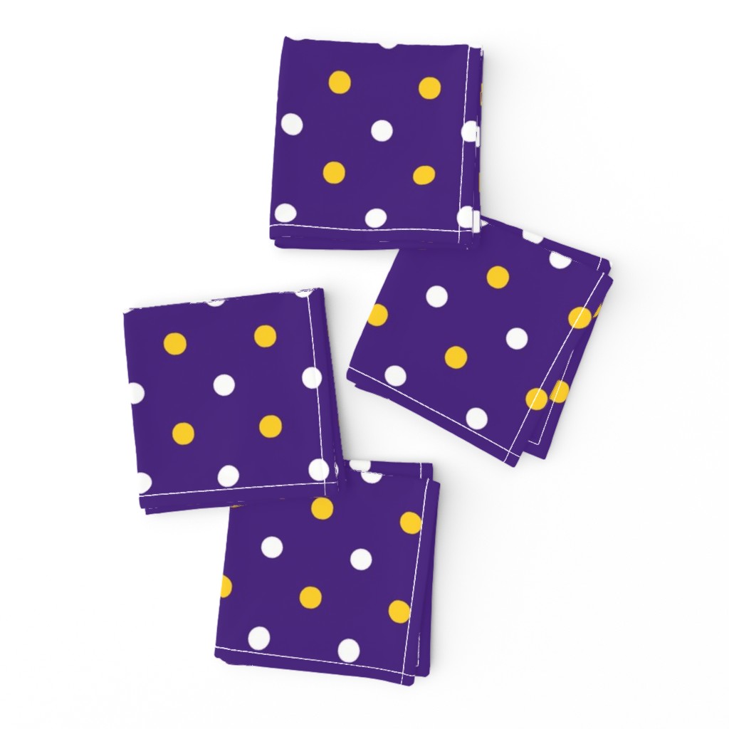 Purple and yellow team color Polka dot purple