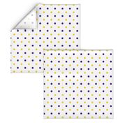 Purple and yellow team color polka dot white