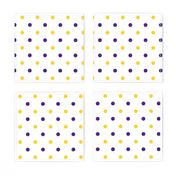 Purple and yellow team color polka dot white