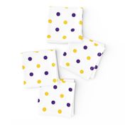 Purple and yellow team color polka dot white