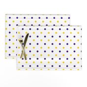 Purple and yellow team color polka dot white